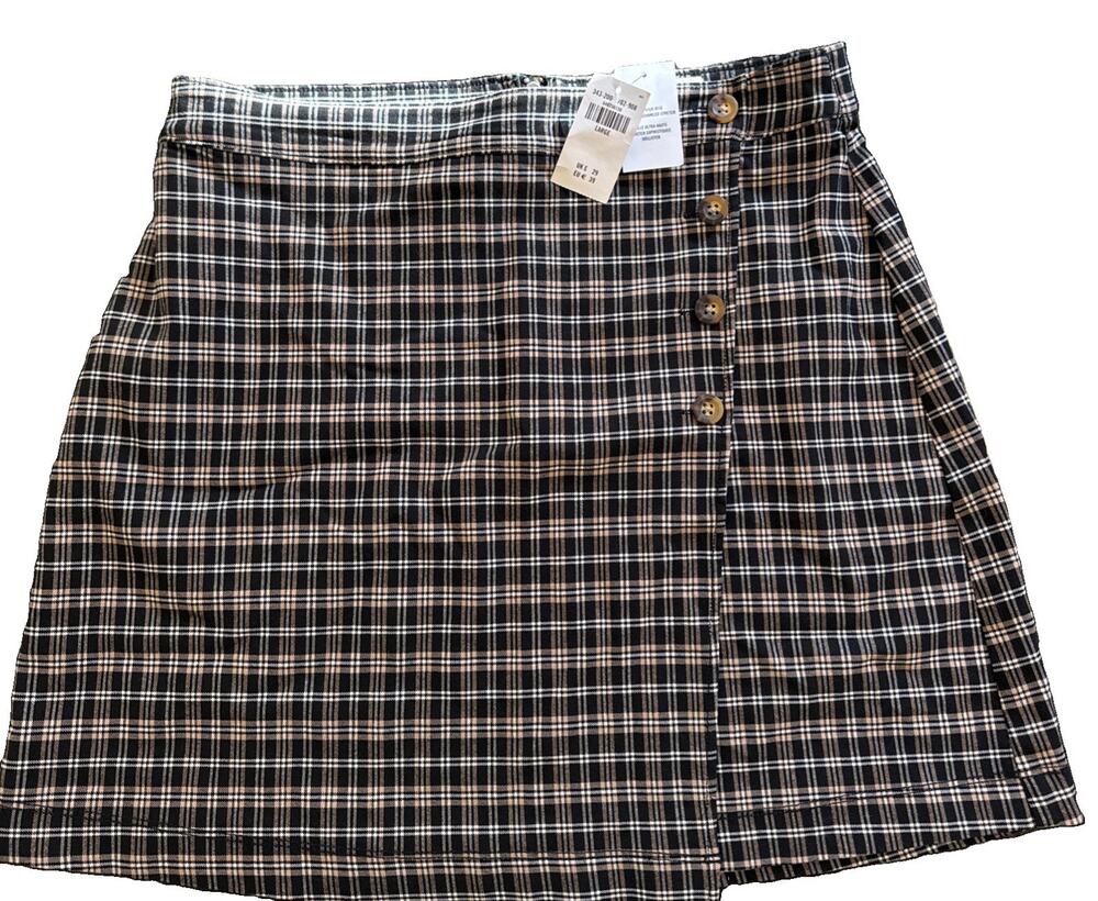 New HOLLISTER Plaid Academia Stretch Mini Skirt Women’s Size Large 30” Waist